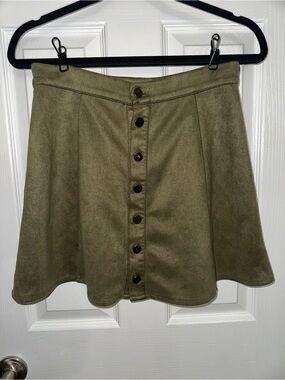 Olive Button-Front Circle Skirt
